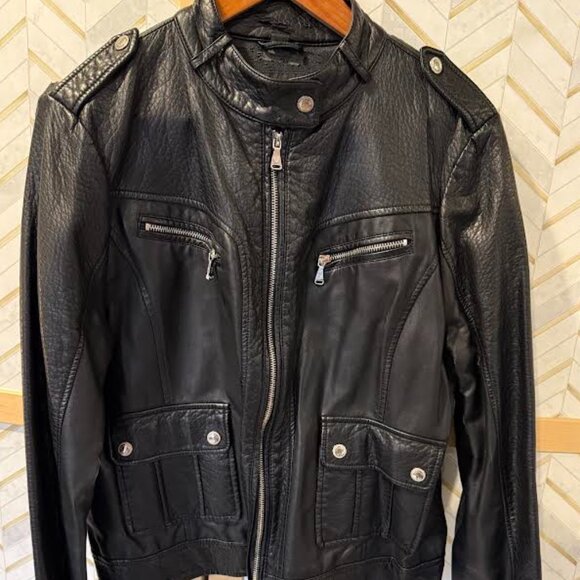 Guess Faux Leather Biker Jacket-90's Black XL - Picture 2 of 9